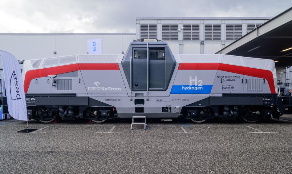 PESA Polish hydrogen locomotive is an attraction of the fair in Stockholm