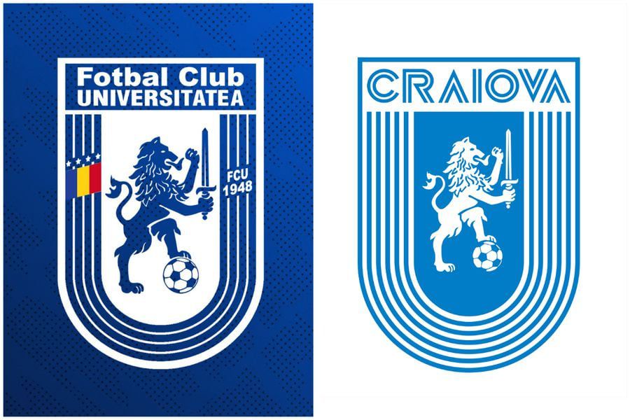 To the left, Fcu Craiova's logo. To the right, the logo of CS University of Craiova Adrian Mititelu exults after the decision published today by the Court of Appeal: