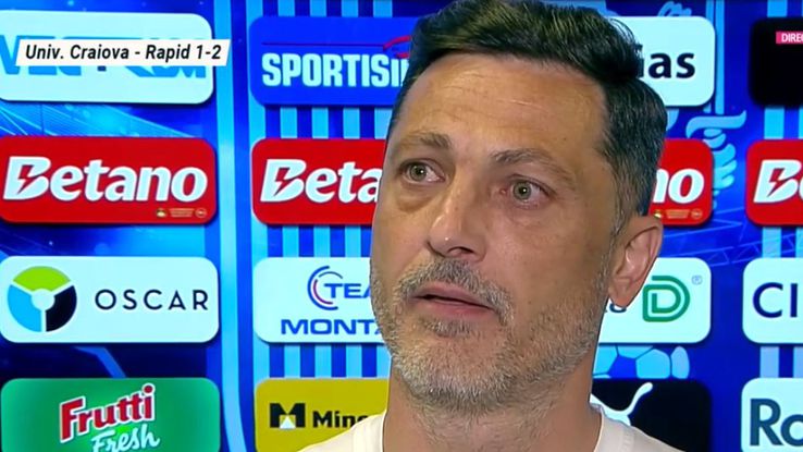 Mirel Rădoi, in tears after Craiova University - Rapid 1-2, stage 7 Superliga. Photo: TV capture