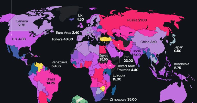 Map interest rates: Romania, in tune with Hungary and Moldova, but also with Africa