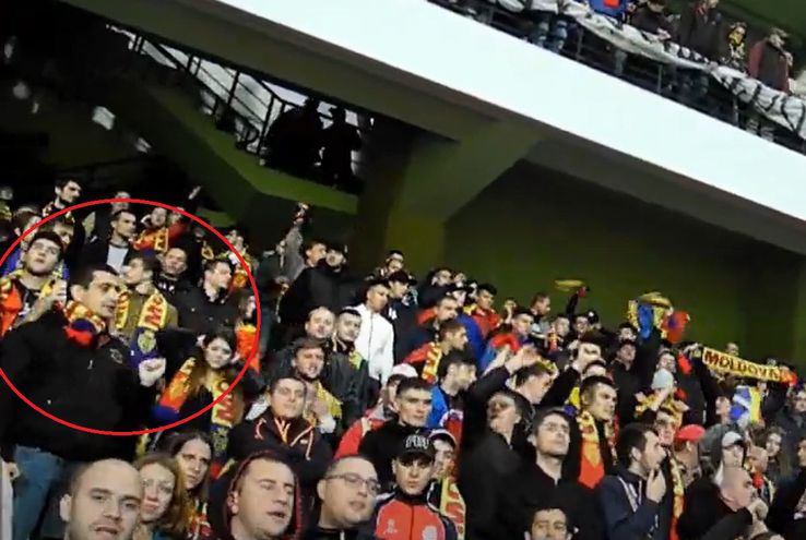 George Simion in Chisinau, at the match of the Republic of Moldova - Russia, from October 2015