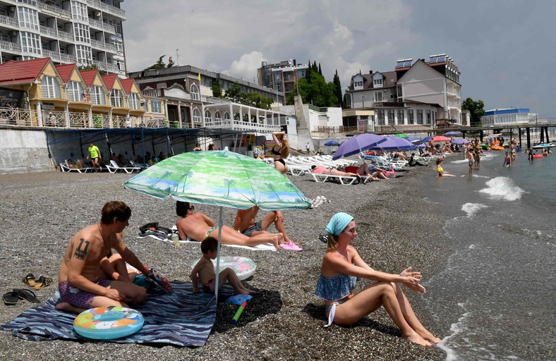 Beach in Ałuszcz, annexed Crimea, June 2023