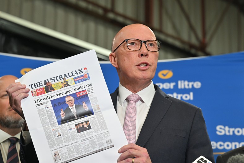 Leader of Australian conservatives Peter Dutton during the election campaign in April 2025.