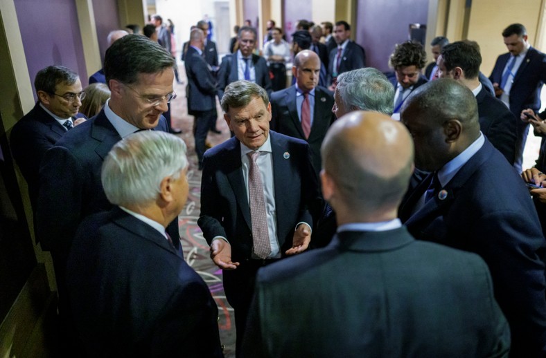From left to right: Senator Lindsey Graham, NATO Secretary General Mark Rutte, German Foreign Minister Johann Wadephul, French Foreign Minister Jean-Noel Barrot, Italian Foreign Minister Antonio Tajani and the British Foreign Minister David Lamma in Antalya, Turkey, May 15, 2025.
