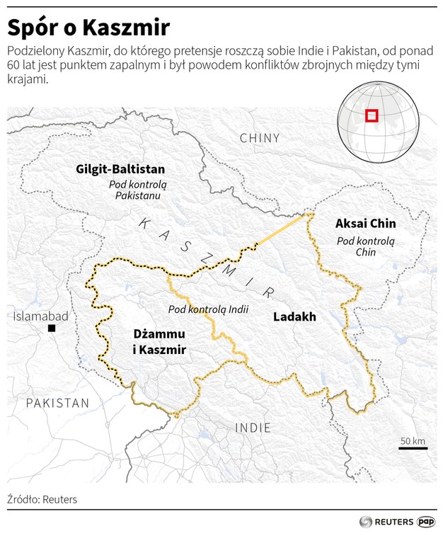 The dispute between India and Pakistan about Kashmir