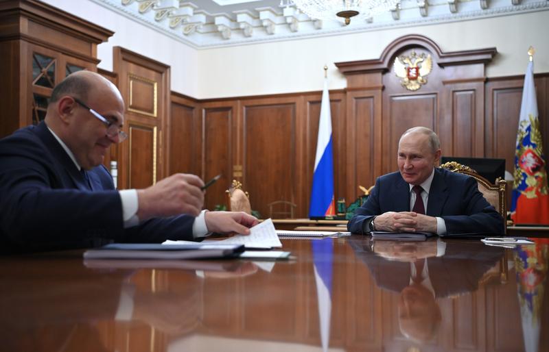 Prime Minister Mihail Misustin and President Vladimir Putin, photo: Alexander Kazakov / Sputnik / Profimedia