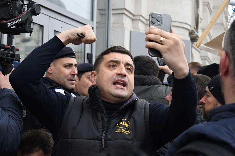 George Simion, at a gold protest, photo: Inquam Photos / Denis Grosu