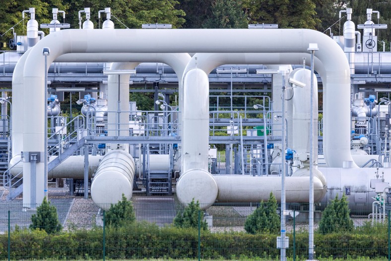 Pipeline systems at the Nord Stream 1 gas pipeline in the Baltic Sea, Mecklenburg-Pomorze front sea, ormin, July 11, 2022.