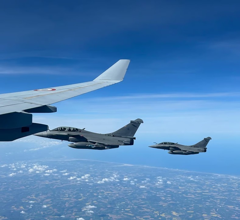 French rafale fighters on the way from France to northern Sweden