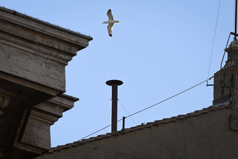 Black smoke above the Sixtine chapel from the Vatican, after the first vote in the cardinal conclave