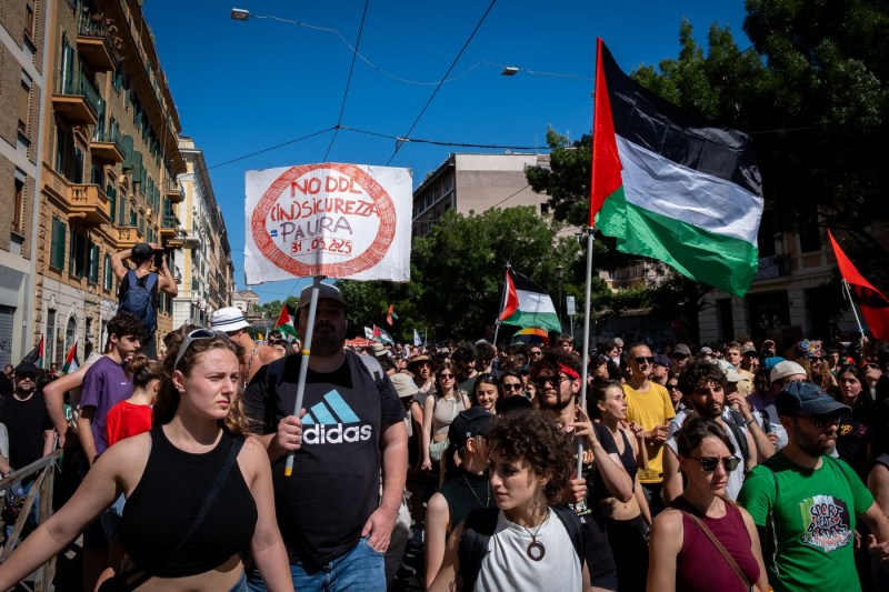 Thousands of people protested on Saturday in Rome against