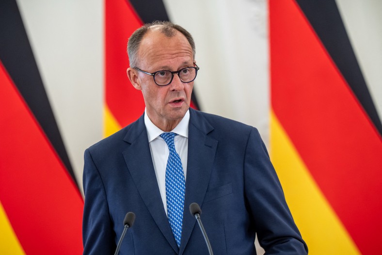 German Chancellor Friedrich Merz in Vilnius, Lithuania, May 22, 2025