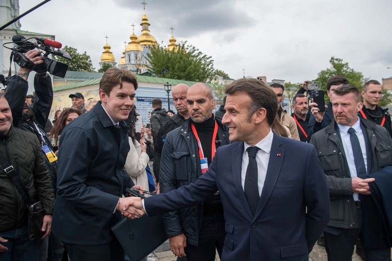 Emmanuel Macron, President of France, in Kiev, May 10, 2025. 