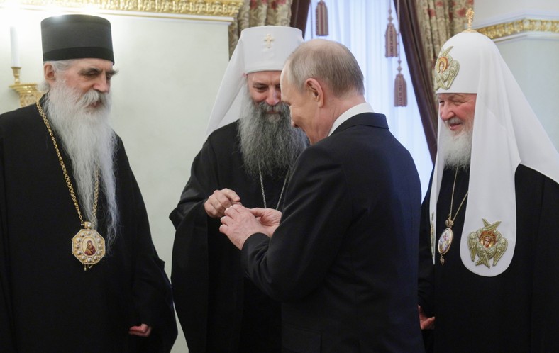 Vladimir Putin with Orthodox patriarchs. Moscow, April 22, 2025