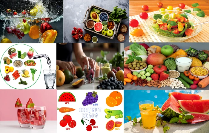 Collage with invigorating foods to consume during summer source DMS