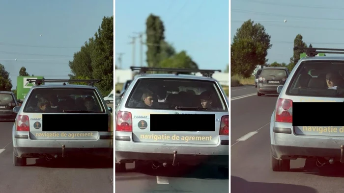 Children transported to the trunk on a road in Timisoara. Photo: Timis page