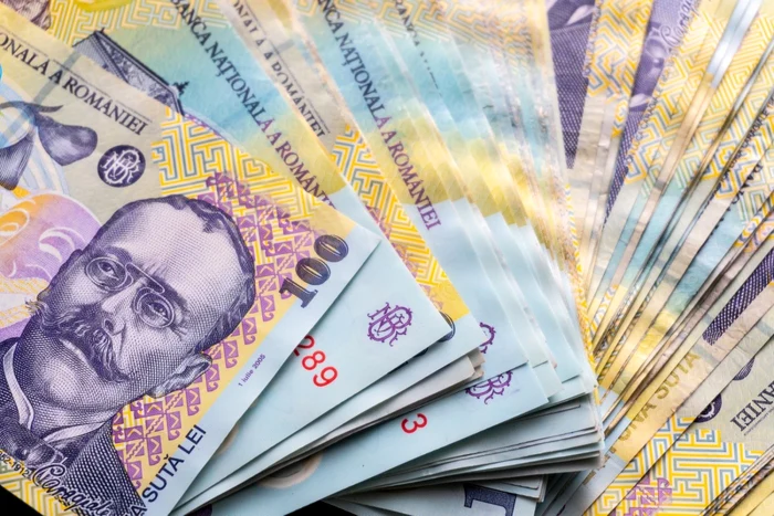 Very many banknotes of 100 lei