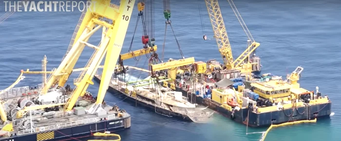 The vessel will be completely raised from the water on Saturday, June 21. Photo: YouTube video capture
