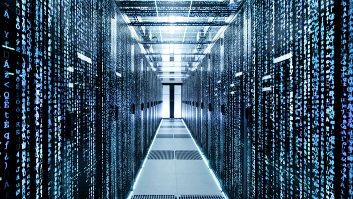 Data center with many servers