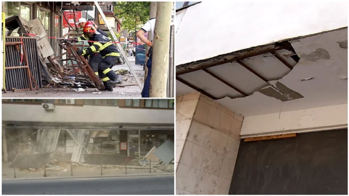The facade of some shops on Magheru Boulevard collapsed photo: Video capture