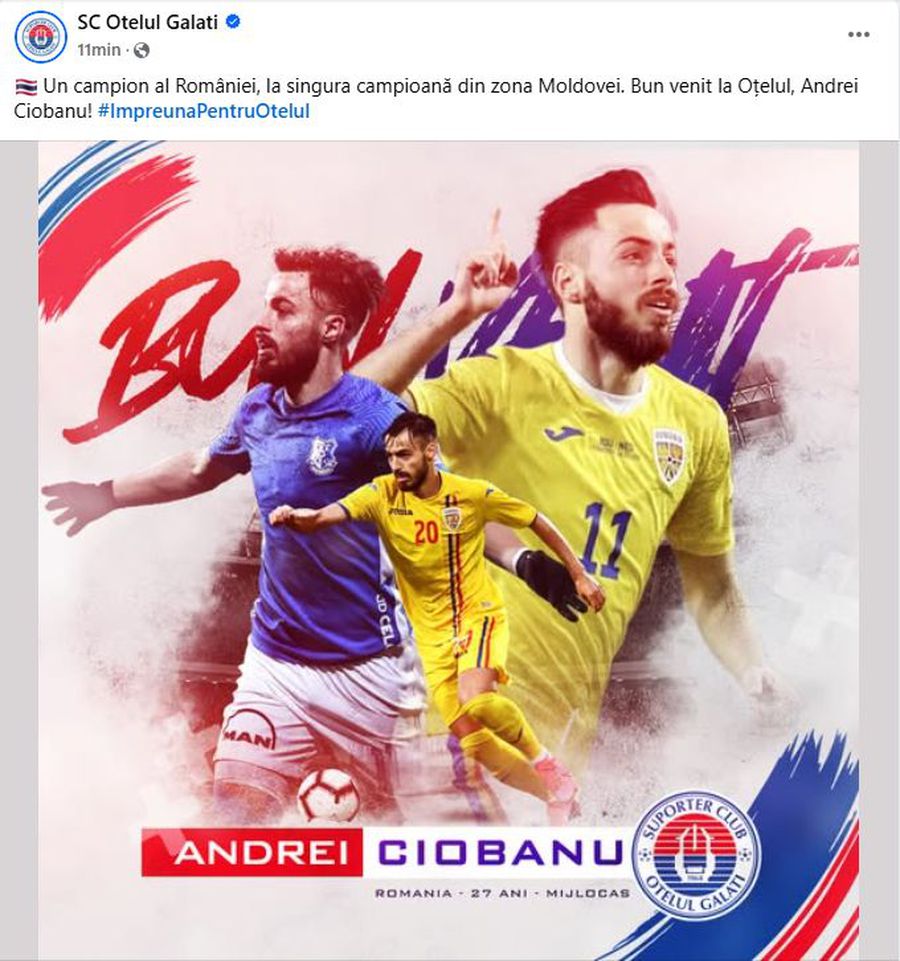 Photo source: Facebook Steel The former Superliga champion signed with Steel Galati: