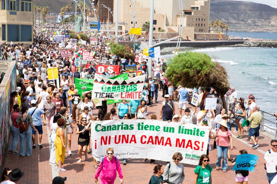 Protest against tourists in the Canary Islands