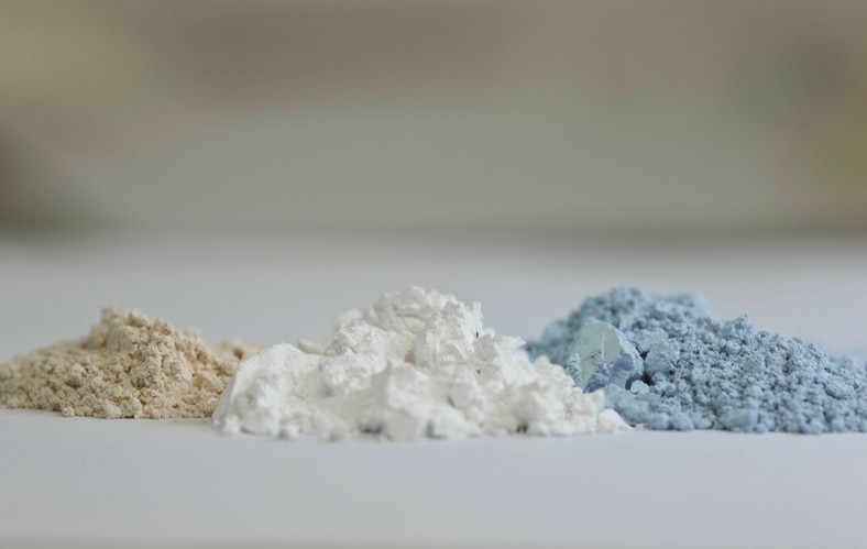 Curo oxide, ITR oxide and neodymium oxide - rare elements - photographed at Tradium GmbH in Frankfurt am Main in Germany