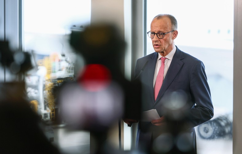 Conference of the German Chancellor Friedrich Merz before Flight to Canada to the top of G7. Schoenefeld, June 15, 2025
