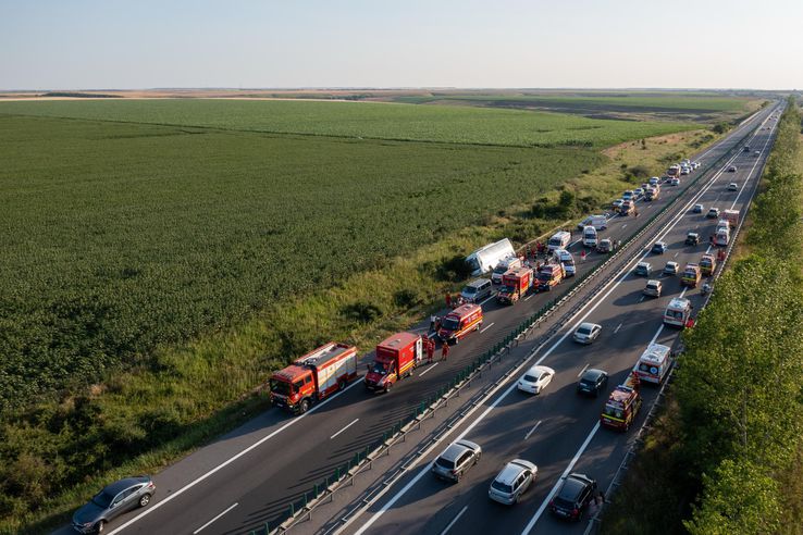 Serious accident on A2, in which the coach of a basketball team from Oradea/Photo was involved: ISU Calarasi