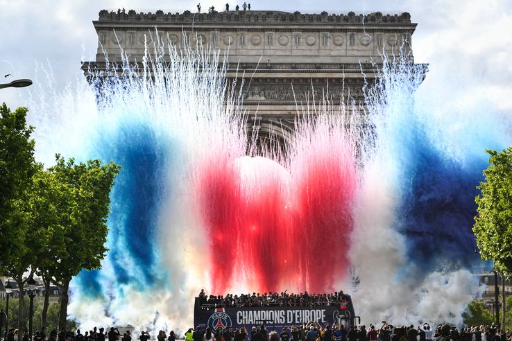 Celebration in Paris after PSG won the Champions League. Photo: Imago Images
