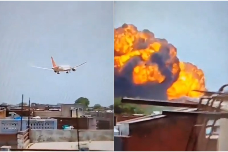 Video the moment when the plane with 242 people on board crashes in India, shortly after take -off