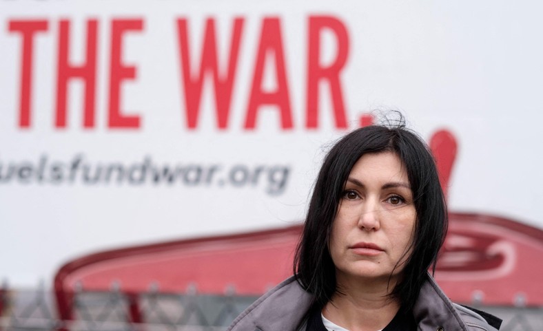 Switłana Romanko, founder of the Razom organizations at Stand. Brussels, September 27, 2022