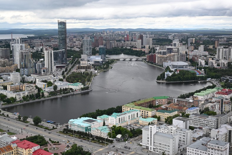 View from a bird's eye view to Ekaterinburg, Russia, June 26, 2025.