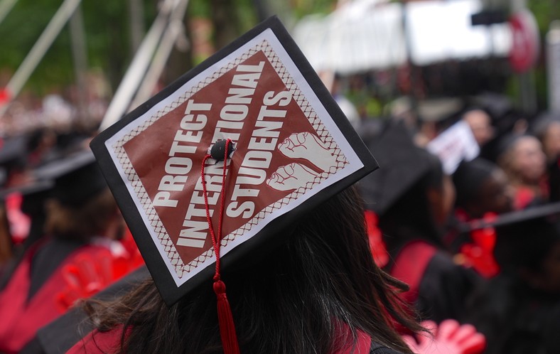Graduates during the completion of studies at Harvard University, May 29, 2025,