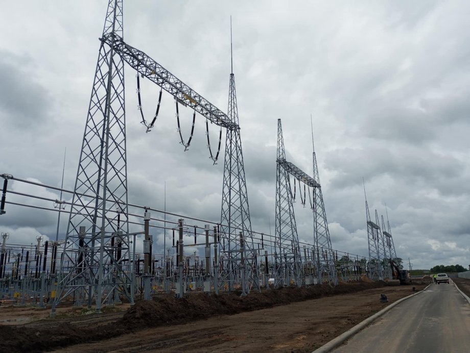 The constructions visible in the foreground are so -called Goals that will connect the PSE station with the stations of the owners of marine wind farms