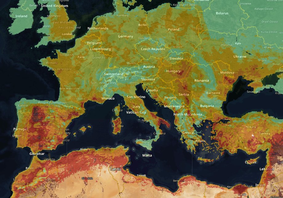 Effis fire hazard forecast for June 21, 2025.