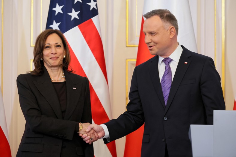 Kamala Harris, then US Vice President, and Andrzej Duda, President of Poland, during a press conference. Warsaw, March 10, 2022