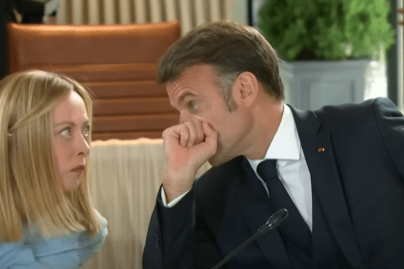 Video Viral reaction of Giorgia Meloni in a secret discussion with Macron at the G7 summit in Canada