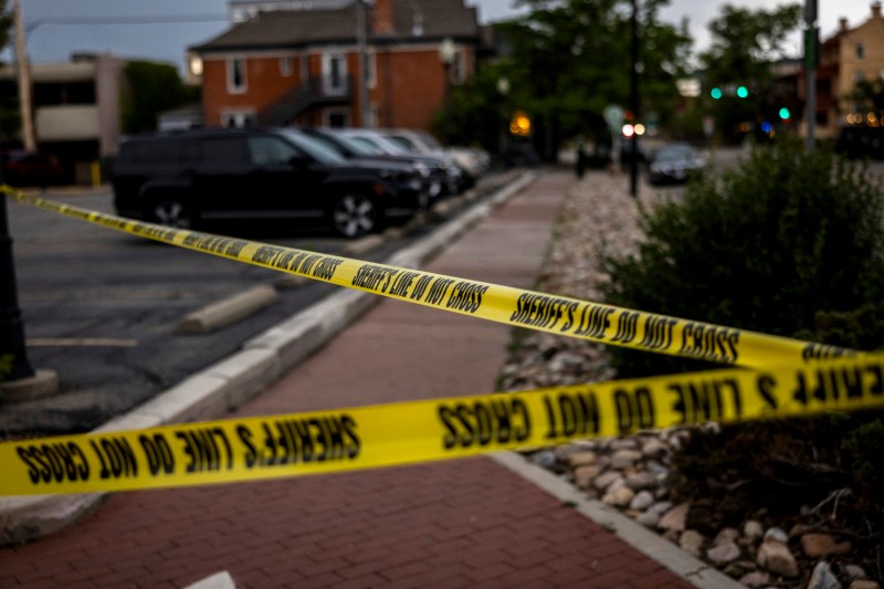 The area where the attack, protected by police