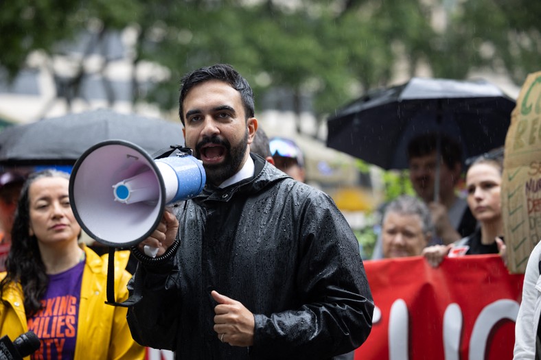Zohran Mamdani at a meeting with voters, New York, June 15, 2025.