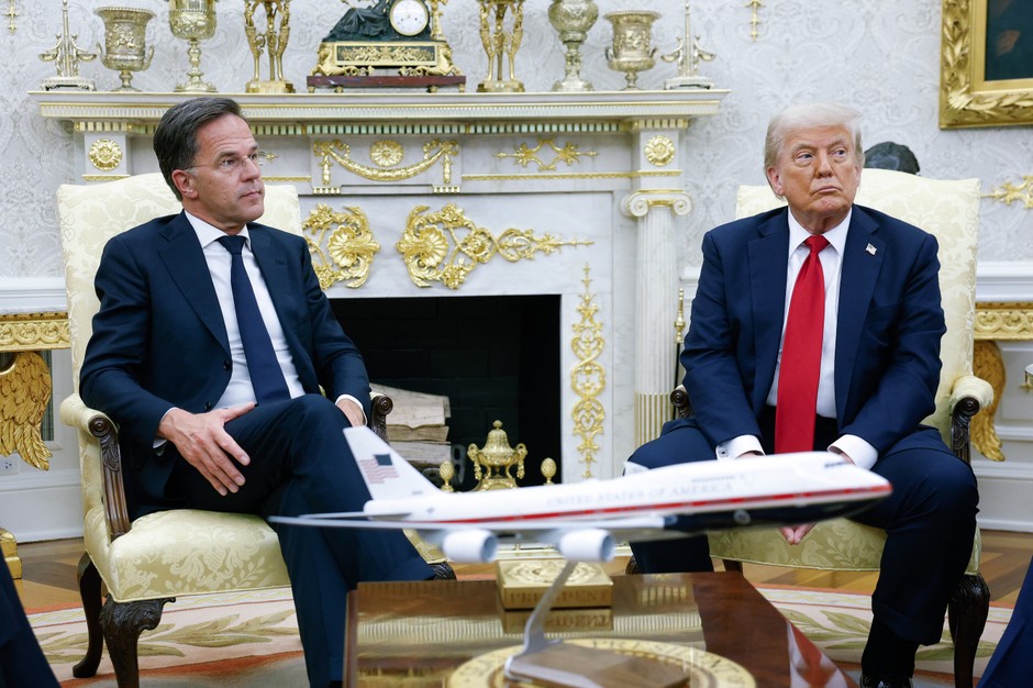 US President Donald Trump with NATO Secretary General Marek Rutte in the Oval Office of the White House, July 14, 2025.