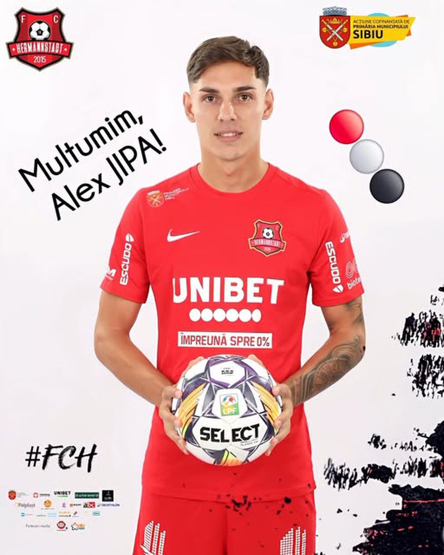 Alexandru Jipa will evolve at Poli Iași next season. Photo: Facebook @fc Hermannstadt Signs a few hours after terminating with Hermannstadt
