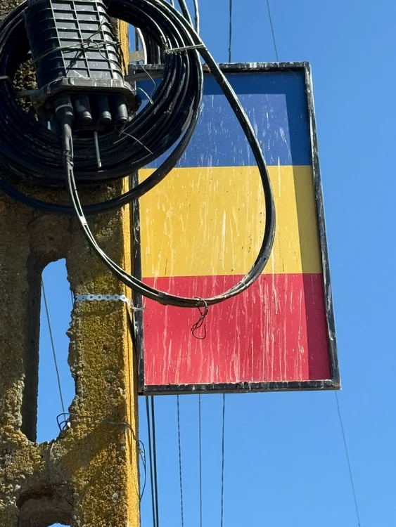 Flag dirty with hen. Photo: Ion Pop