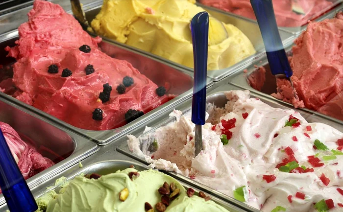 Ice cream of different flavors and colors