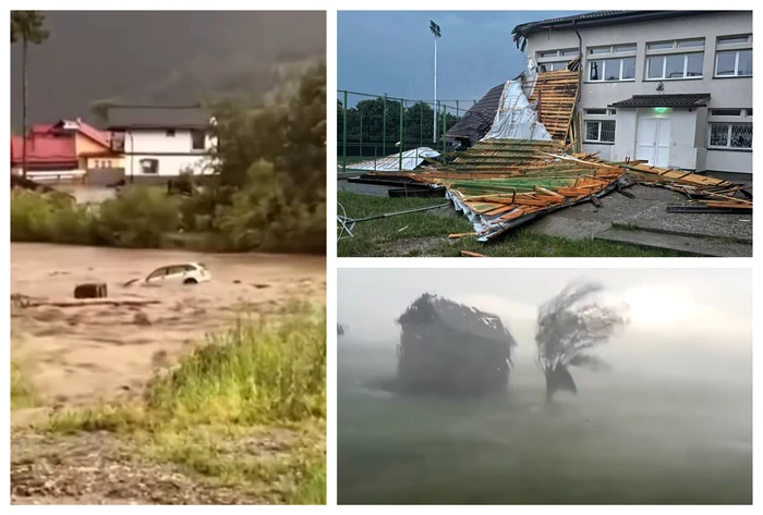Car taken by water in Suceava, roof torn in Botosani, shelter in Cluj