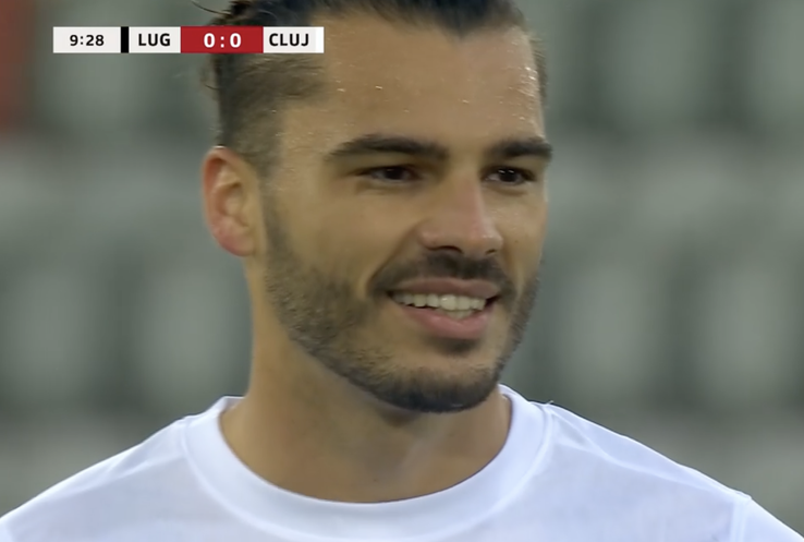 Karlo Muhar missed a penalty in Lugano - CFR Cluj // Photo: Capture Primasport