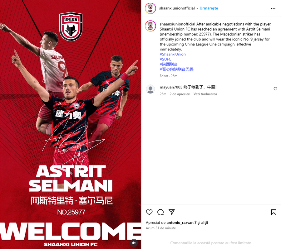 Astrit Selmani, presented with a joke at a team in Liga 2 of China! Kosovar dreamed of European cups