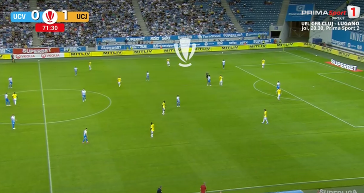 Craiova University, 12 players in the match with U Cluj. Photo: Capture first sport