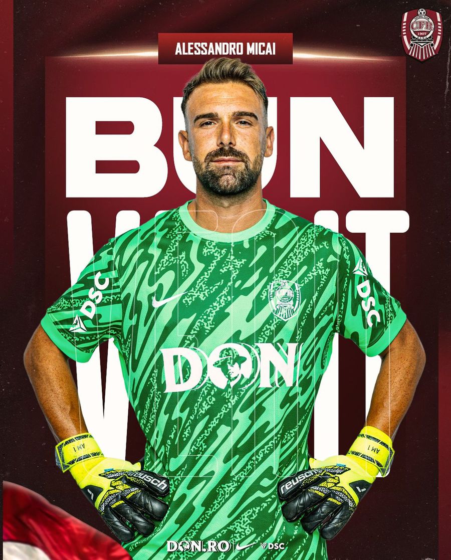 Alessandro Micai/ Photo: Facebook @fotbal Club CFR 1907 Cluj CFR Cluj announced the transfer »The player with 278 matches in Serie B signed
