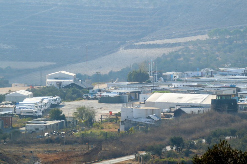 Base of the UN Temporary Armed Forces in Lebanon (Unifil) in the Ebel El Saqi Marjeyound district in southern Lebanon, October 10, 2024. Two peace forces soldiers were injured after the Israeli tank fired the observation tower at the unifil headquarters in An-Nakura